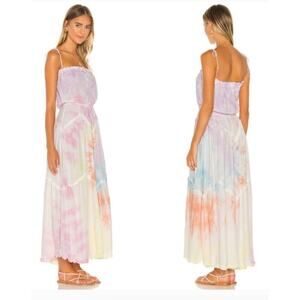 S/W/F Dynamic Dress Hippie Bohemian Tiered Ruffle Maxi Whirl Tie Dye Size Large
